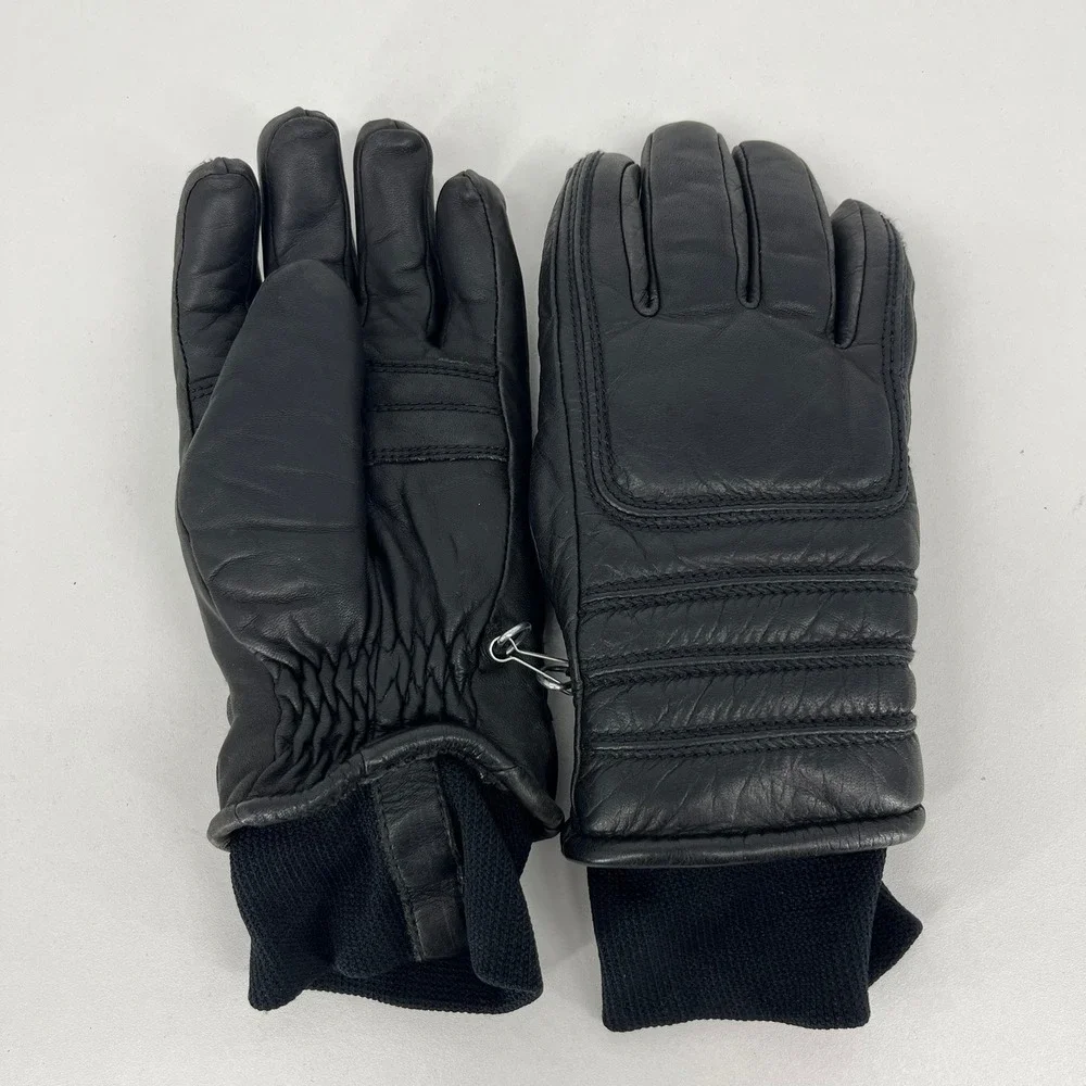 Skitique Vintage Black Leather Ski Gloves‎ Ladies Medium Winter Snow Outdoor
